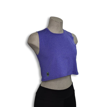 Pivotstar Box Crop purple poly/spandex blend sleeveless activewear tank top on mannequin