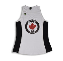 Load image into Gallery viewer, white jersey with black side. Pivotstar logo with red Canadian leaf instead of star
