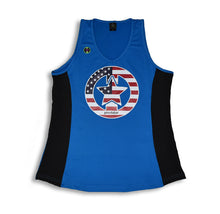 Load image into Gallery viewer, blue jersey, black side with pivotstar logo with USA stars and stripes inside